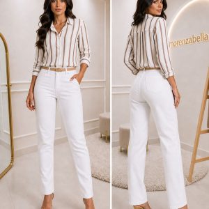 Camisa Feminina Listrada Social Elegance