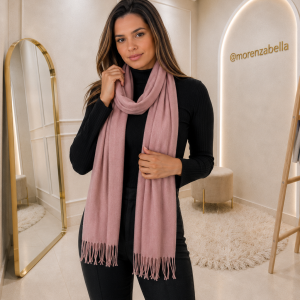 Cachecol Feminino Rosê com Franjas
