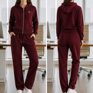 Conjunto Feminino Estilo Plush Aveludado Peças - Marsala