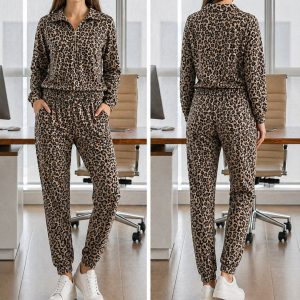 Conjunto Feminino Moletinho Animal Print - Onça
