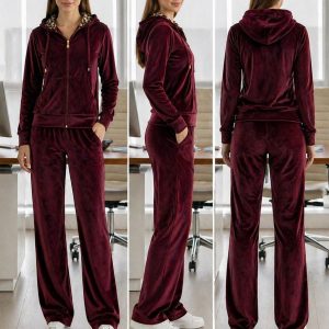 Conjunto Feminino Plush Veludo Animal Print - Bordo