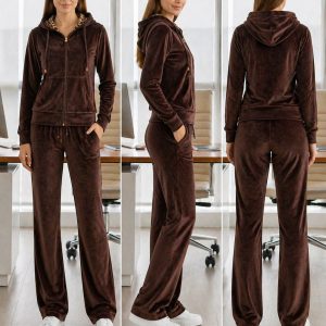Conjunto Feminino Plush Veludo Animal Print - Chocolate
