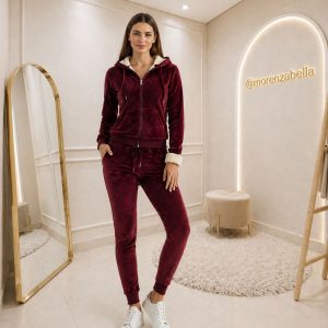 Conjunto Feminino Plush Veludo Peluciado - Bordo