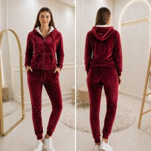 Conjunto Feminino Plush Veludo Peluciado - Marsala